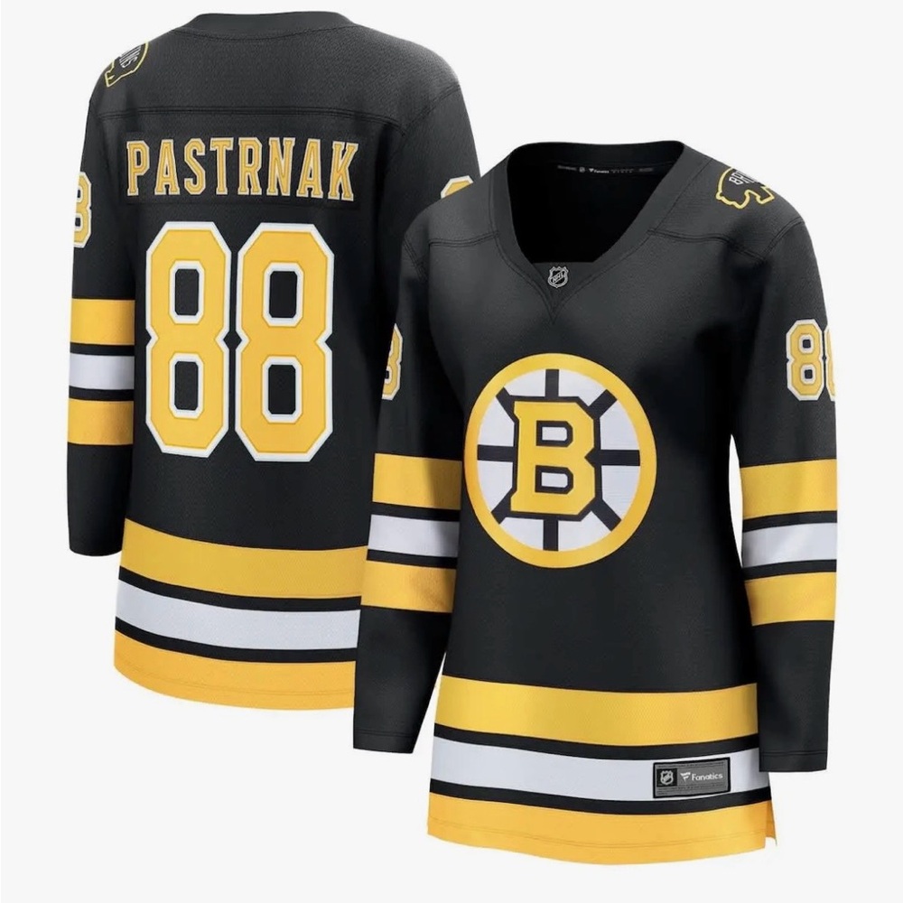 Fanatics Boston Bruins David Pastrnak #88 Black and Gold Women's Jersey